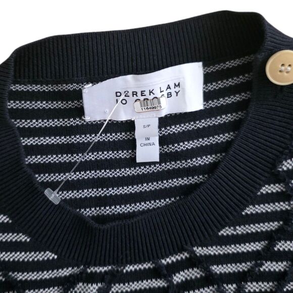 Derek Lam 10 Crosby Navy Geo Print Pullover Cotton Sweater S - Picture 4 of 6